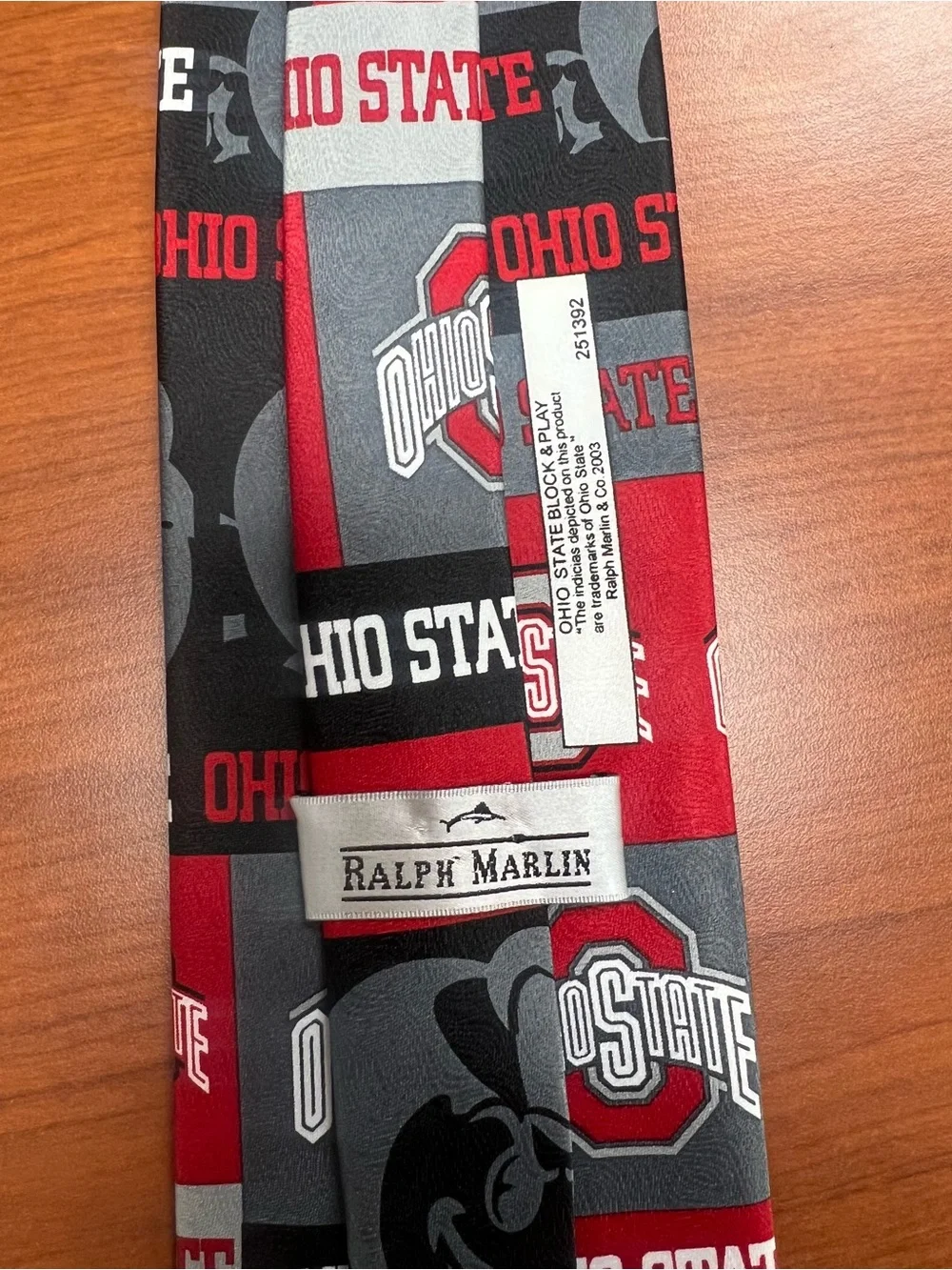Ralph Marlin Ohio State Patterned Tie - Red, Gray, Black, White